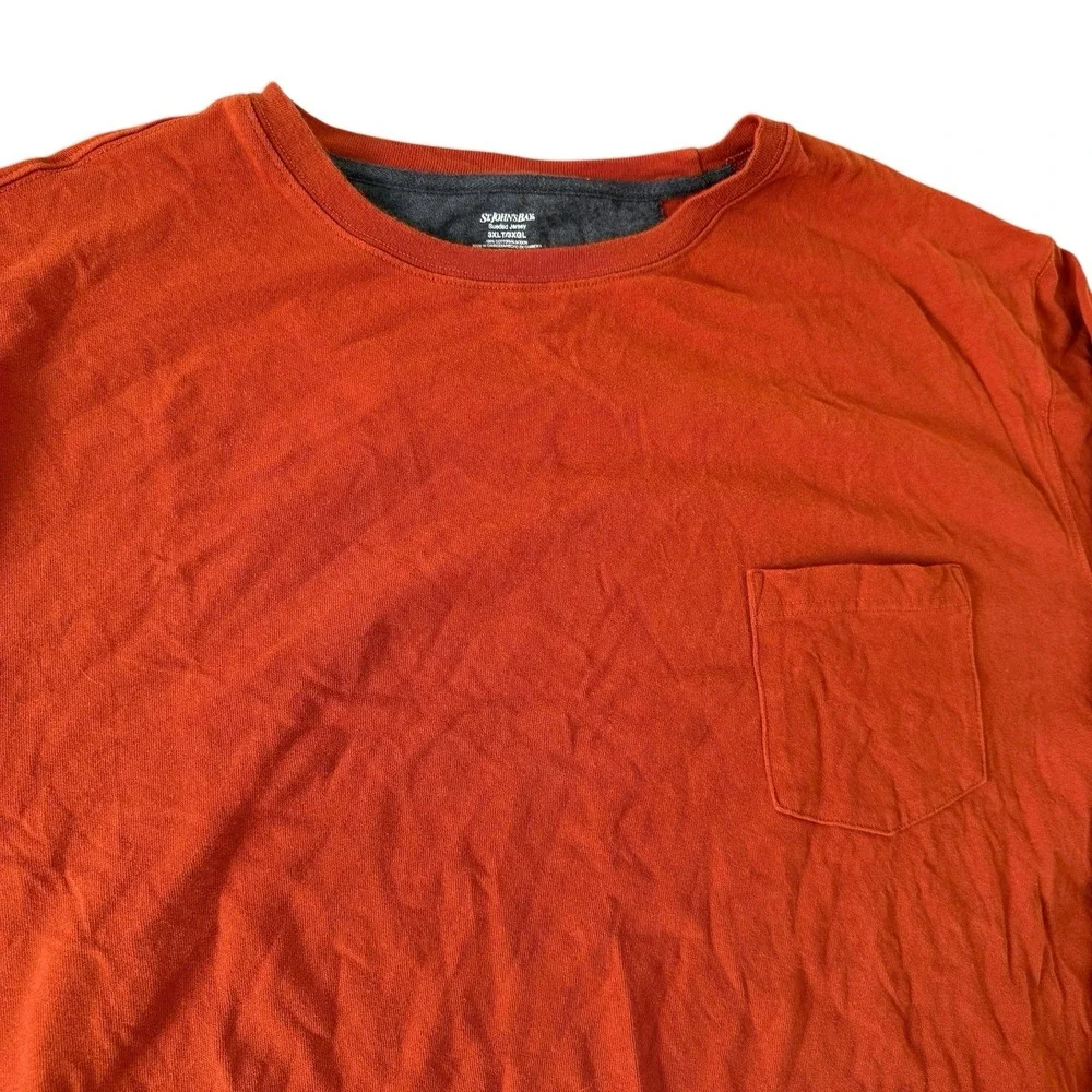 St. John's Bay Mens Long Sleeve Pullover Shirt 3XL Orange 100% Cotton Crew Neck
